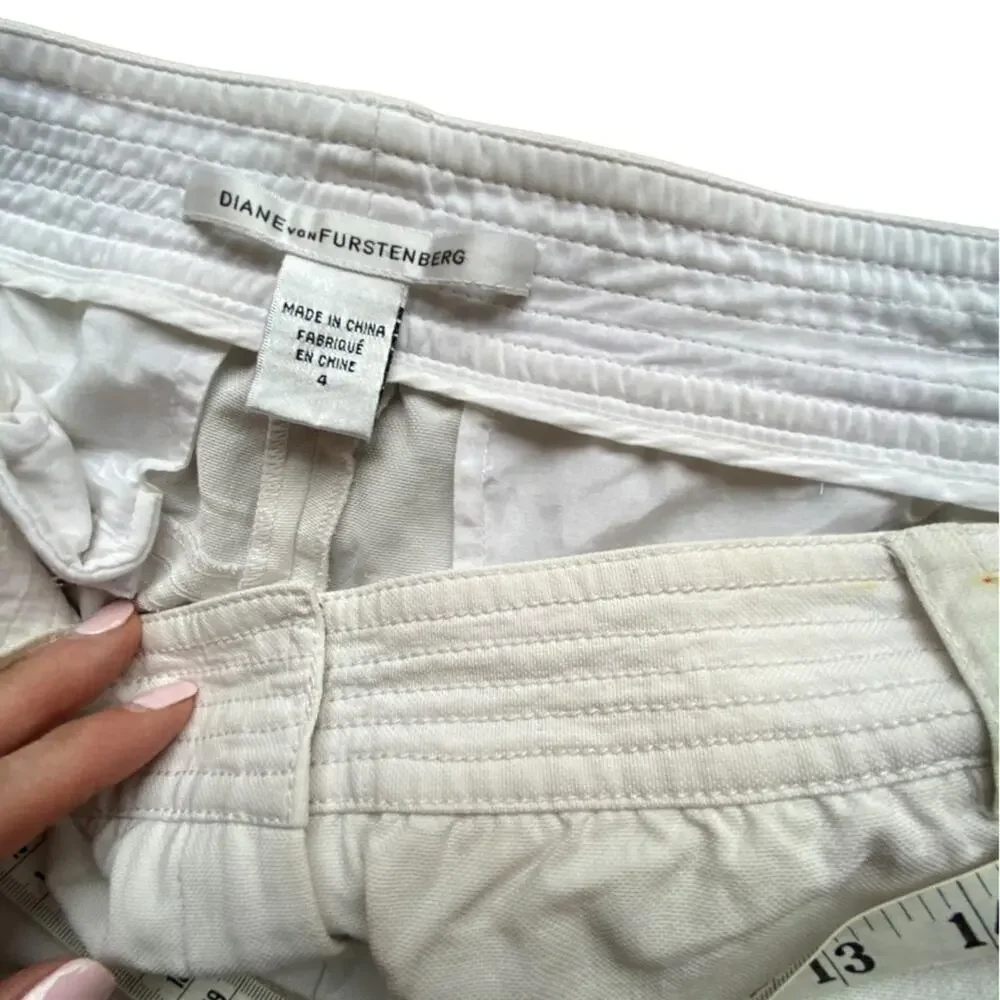 Diane von Fürstenberg White Ankle Length Pants Womens Size 4